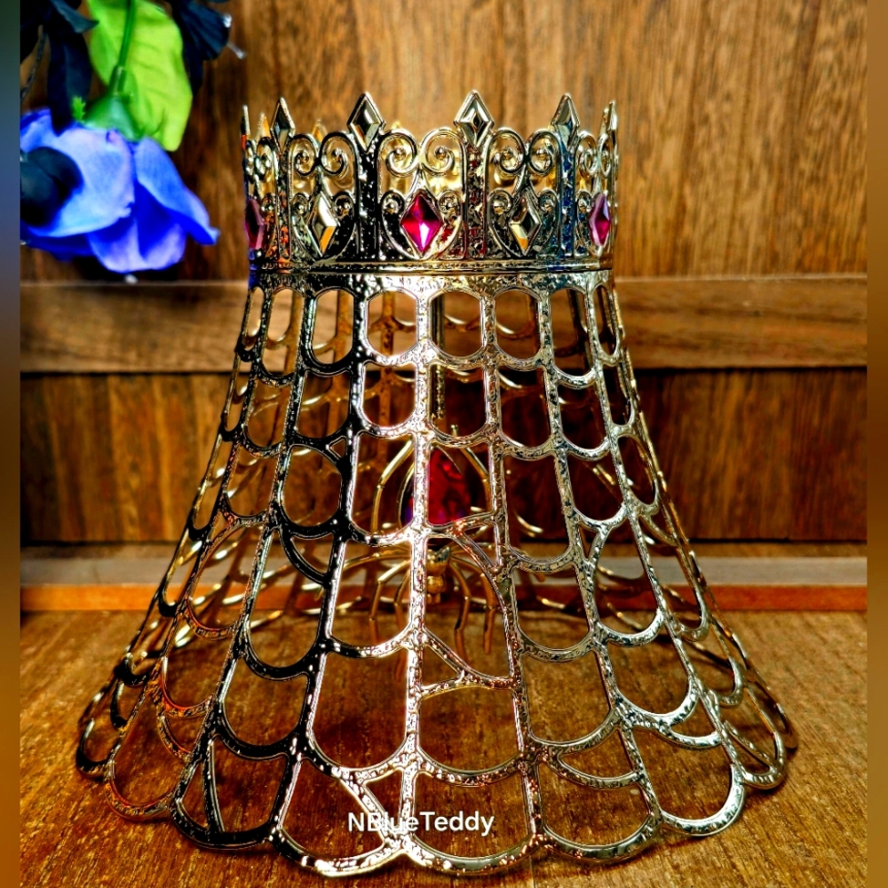 B&BW Bejeweled Spider & Spiderweb Single Wick Candle Holder HALLOWEEN